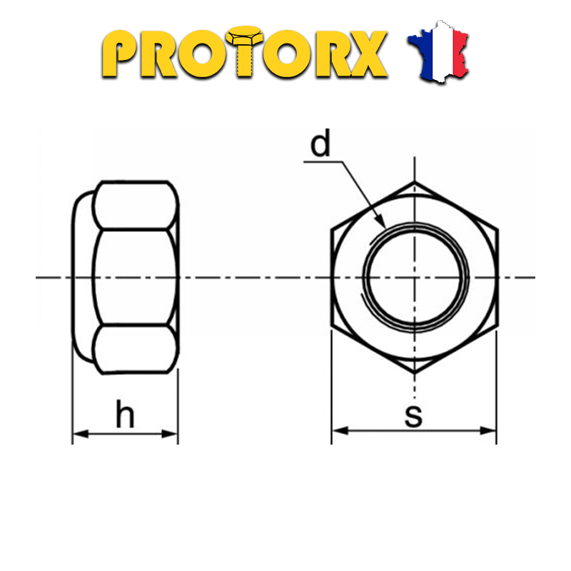 Écrou hexagonal frein indésserable avec bague nylon inox A2 DIN