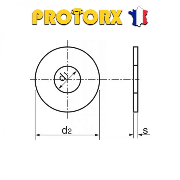 Schéma Rondelle PROTORX : Rondelle Plate Large Type "L" en Acier Inoxydable A2 | Rondelle NFE 25514