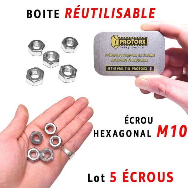 Boite Écrou Hexagonal M10 | Acier Inoxydable A2 : PROTORX