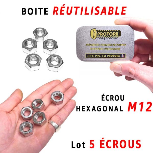 Boite Écrou Hexagonal M12 | Acier Inoxydable A2 : PROTORX