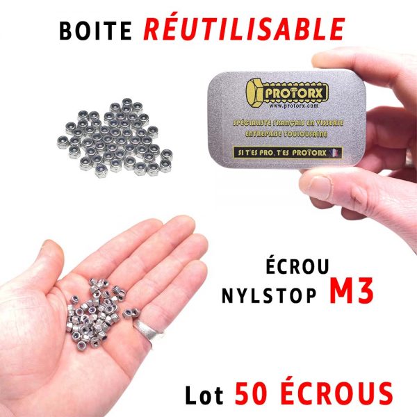 Boite Écrous "Nylstop" M3 Acier Inoxydable A2 : PROTORX
