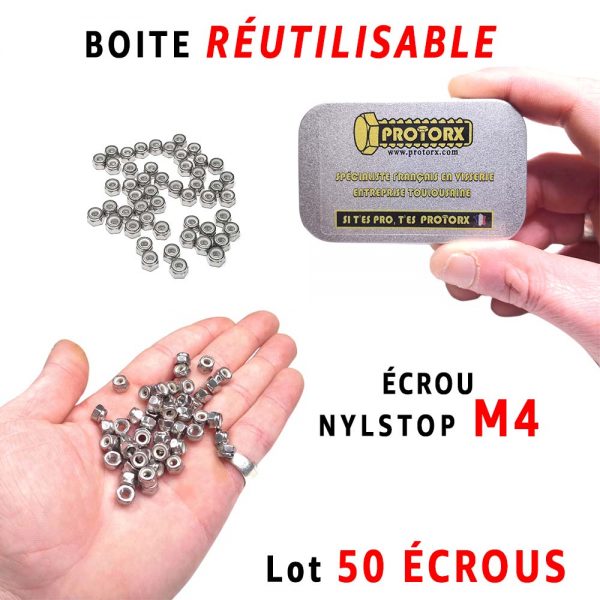 Boite Écrous "Nylstop" M4 Acier Inoxydable A2 : PROTORX