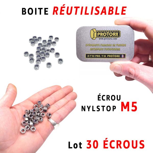 Boite Écrous "Nylstop" M5 Acier Inoxydable A2 : PROTORX