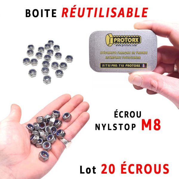 Boite Écrous "Nylstop" M8 Acier Inoxydable A2 : PROTORX