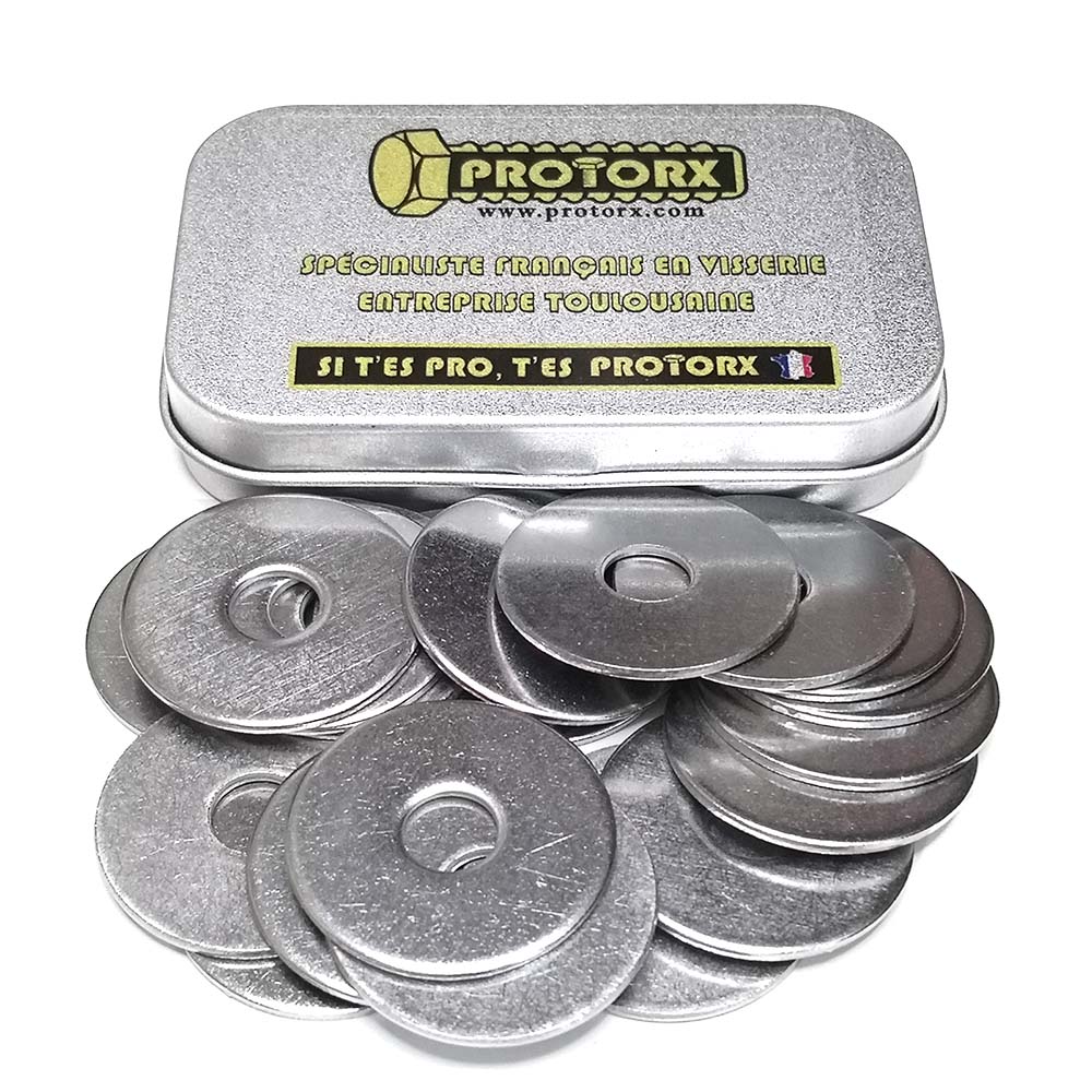 Rondelles plates extra larges LLU inox A2 D10 10,8x36x2mm boîte de 100  pièces - Le Temps des Travaux