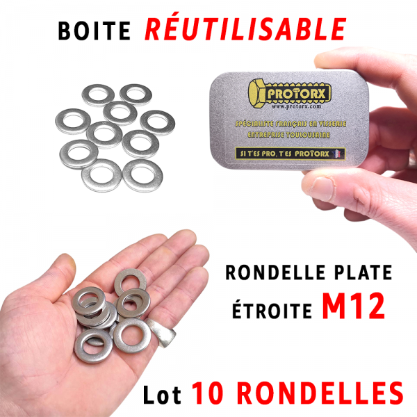 Boite Rondelle Étroite M12 | Acier Inoxydable A2 : PROTORX