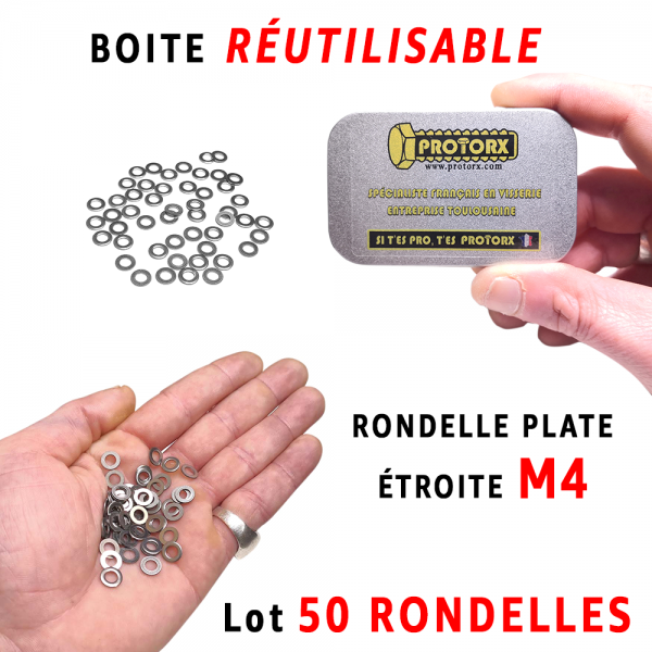 Boite Rondelle Étroite M4 | Acier Inoxydable A2 : PROTORX
