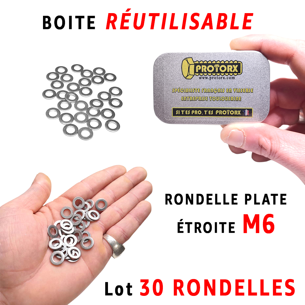 Rondelles Metal Inox M8 : Boite 30 Pcs Plate Moyenne Acier Inoxydable A2, Usage Interieur et Exterieur, Dimension : (8,4mm x 18mm x 1,5mm)