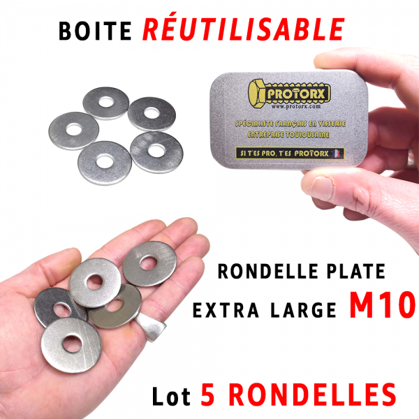 Boite Rondelle Extra Large M10 | Acier Inoxydable A2 : PROTORX