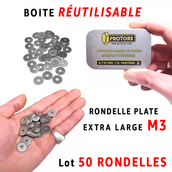 Boite Rondelle Extra Large M3 | Acier Inoxydable A2 : PROTORX