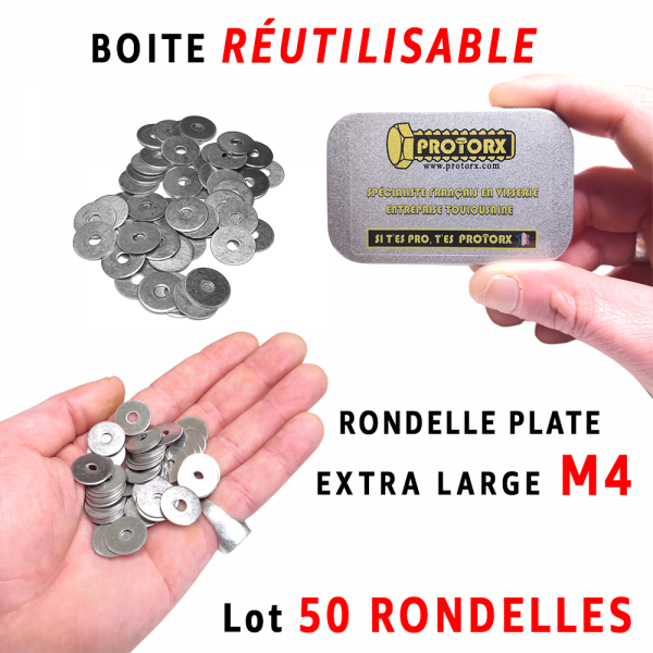 Boite Rondelle Extra Large M4 | Acier Inoxydable A2 : PROTORX