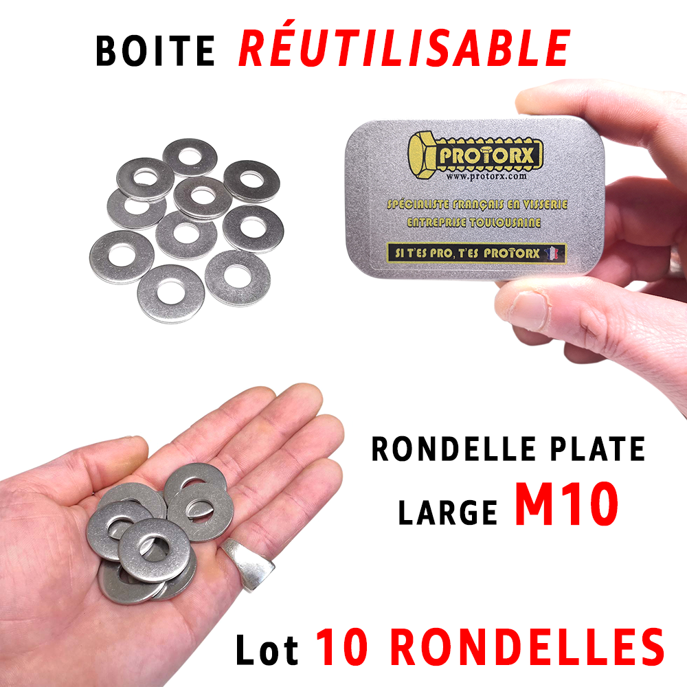 Rondelle Inox M8 : Boite 20 Pcs Plate EXTRA LARGE Acier Inoxydable A2, Usage Interieur et Exterieur