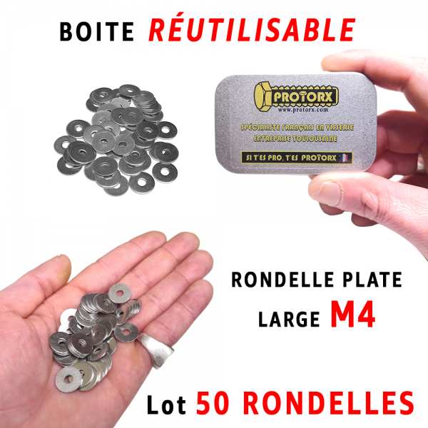 Boite Rondelle Large M4 | Acier Inoxydable A2 : PROTORX