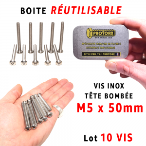 Boite Vis Tête Bombée M5 x 50mm | Acier Inoxydable A2 : PROTORX