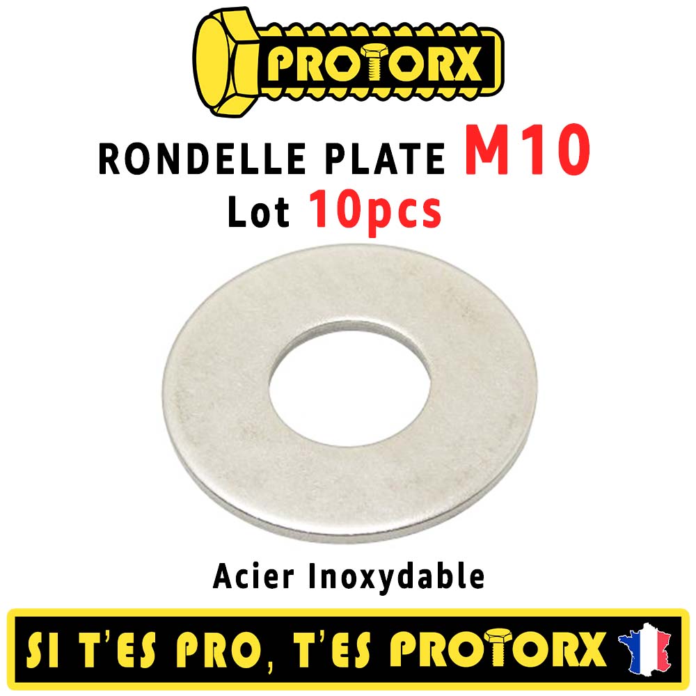 Rondelle plate en acier inoxydable 10x20 mm pour vis M10