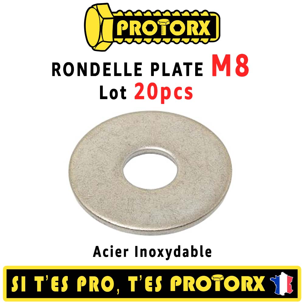 RONDELLE Plate EXTRA LARGE M6 x 10pcs, Diam. int = 6,4mm x Diam. ext =  24mm, Inox A2, Type LL - Norme NFE 25513